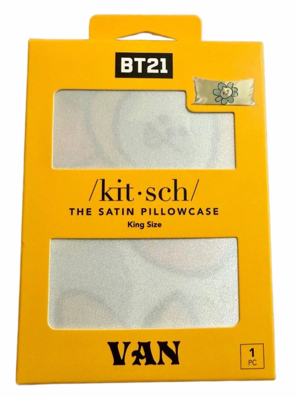 Kitsch x BT21 Satin Floral Pillowcase in VAN w/ Zipper in King New